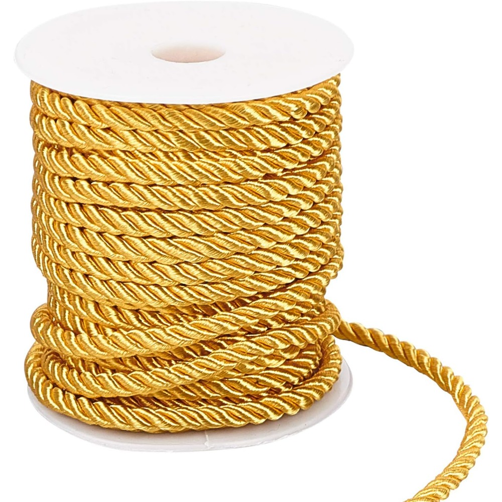 Cord Trim Twisted - 1 ม้วน 59 ฟุตสายไฟทอง 5 มม.เชือกผ้าไหมด้ายตกแต่งสําหรับ