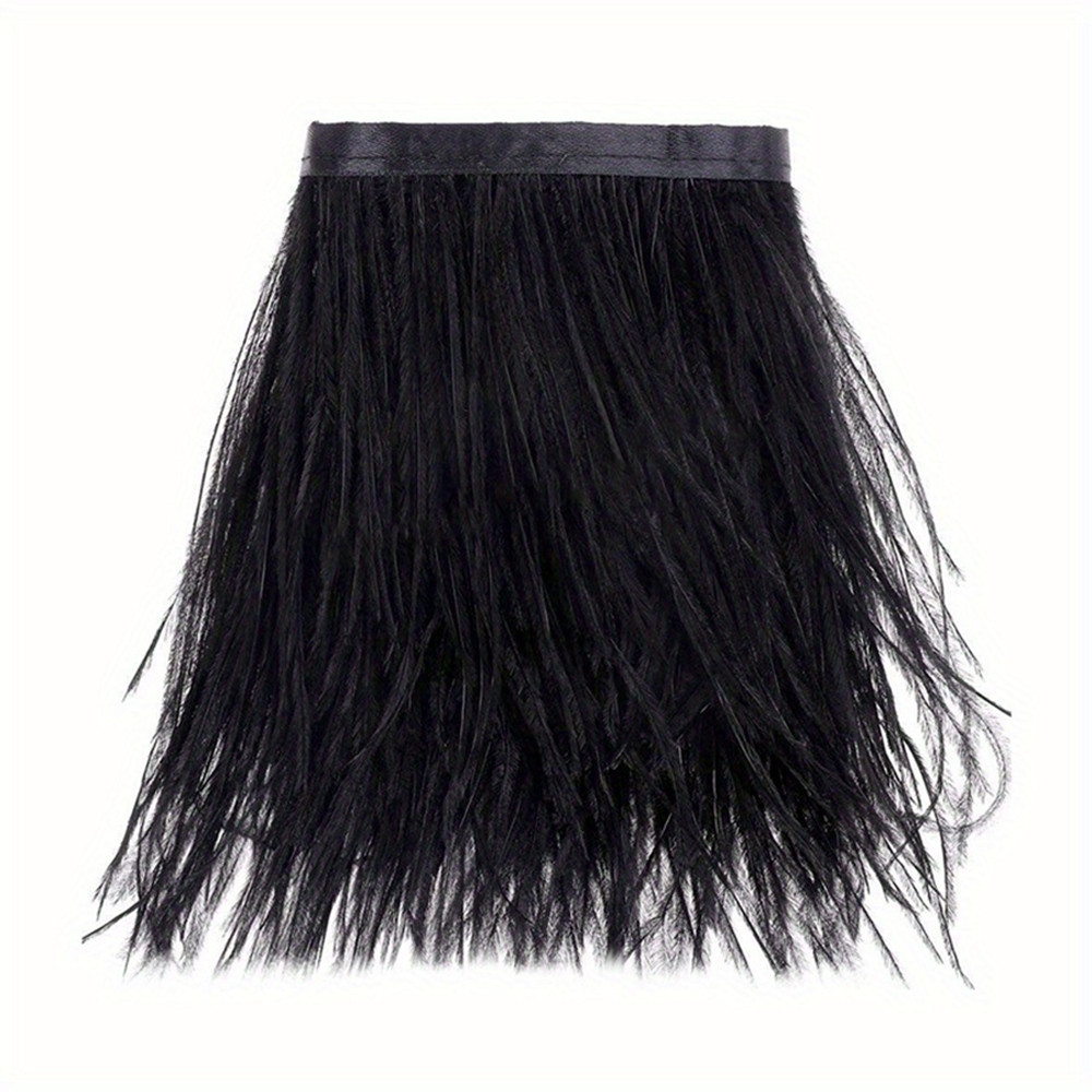 Feather Trim Marabou - 1M 8-10 ซม.ขนนกกระจอกเทศสีดํา Trim งานฝีมือเย็บเสื้อผ้าทําด้วยมือ DIY
