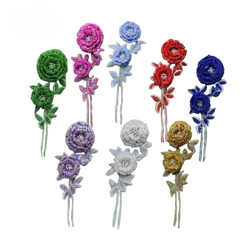 Applique Patch Flower - ดอกไม้ประดับหน้าอกรูปดอกกุหลาบหลากสี ทำด้วยมือจากลูกปัด แผ่นปะติดประดับเพชรระยิบระยับ ชุดแต่งงานปักลาย 3 มิติ