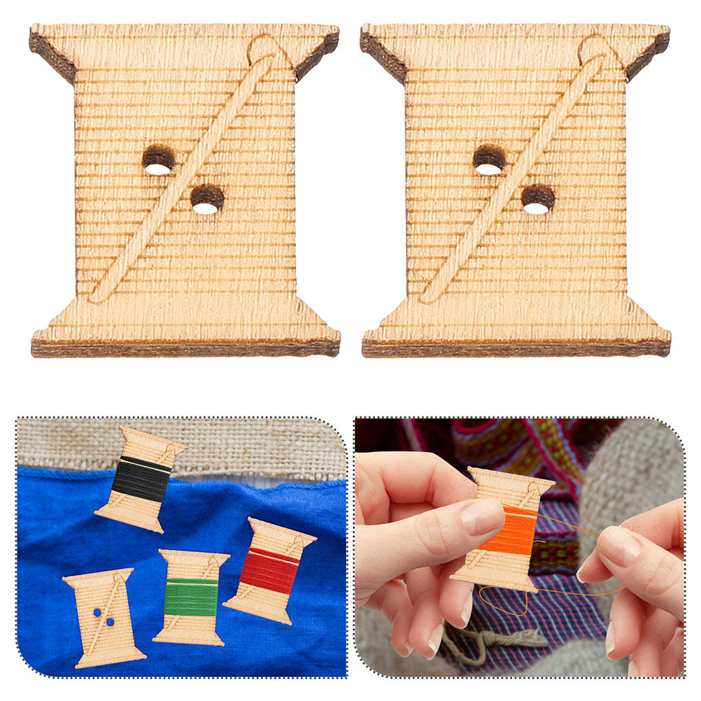 Embroidery Craft - 100 ชิ้น บ็อบบินไม้สำหรับจัดเก็บด้ายเย็บผ้า สีธรรมชาติ แผ่นม้วนด้าย อุปกรณ์จัดระเบียบด้ายสำหรับงานปัก