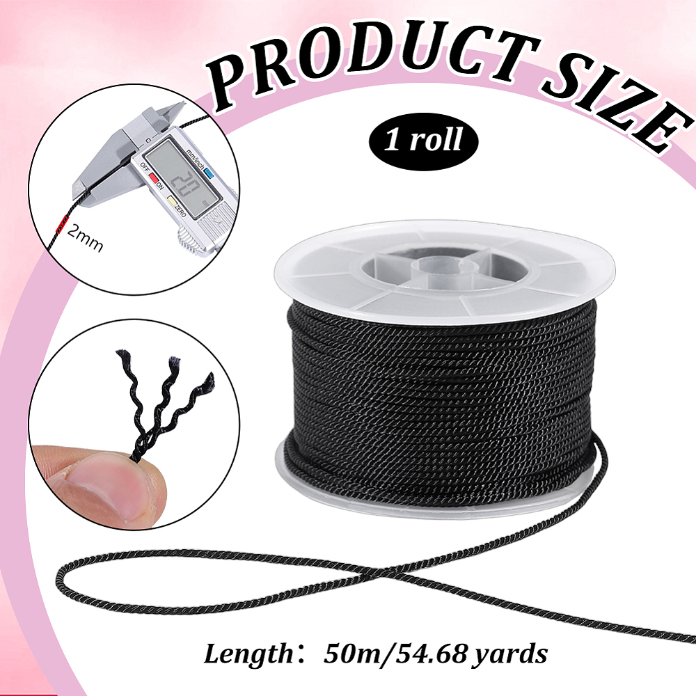 เชือกถักสีดำยาว 54.68 หลา ขนาด - Cord Trim Twisted บทวิจารณ์และราคา