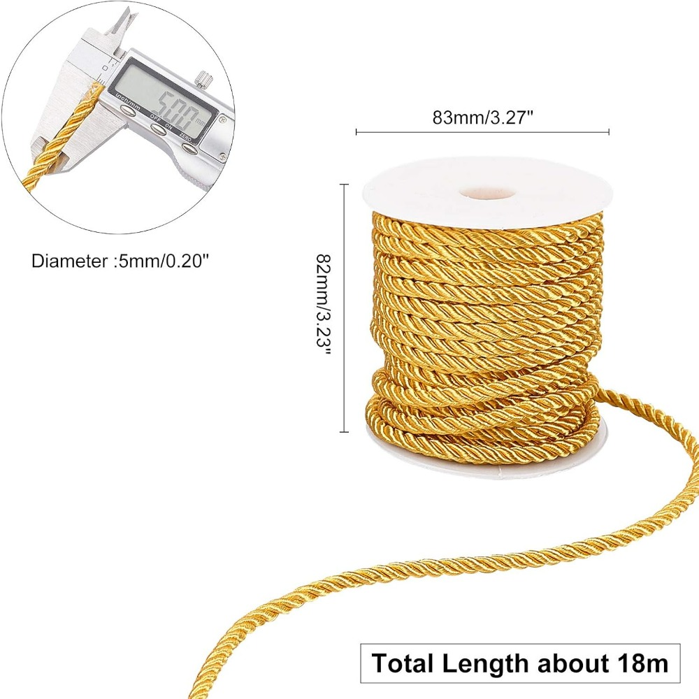 1 ม้วน 59 ฟุตสายไฟทอง 5 มม.เชื - Cord Trim Twisted บทวิจารณ์และราคา