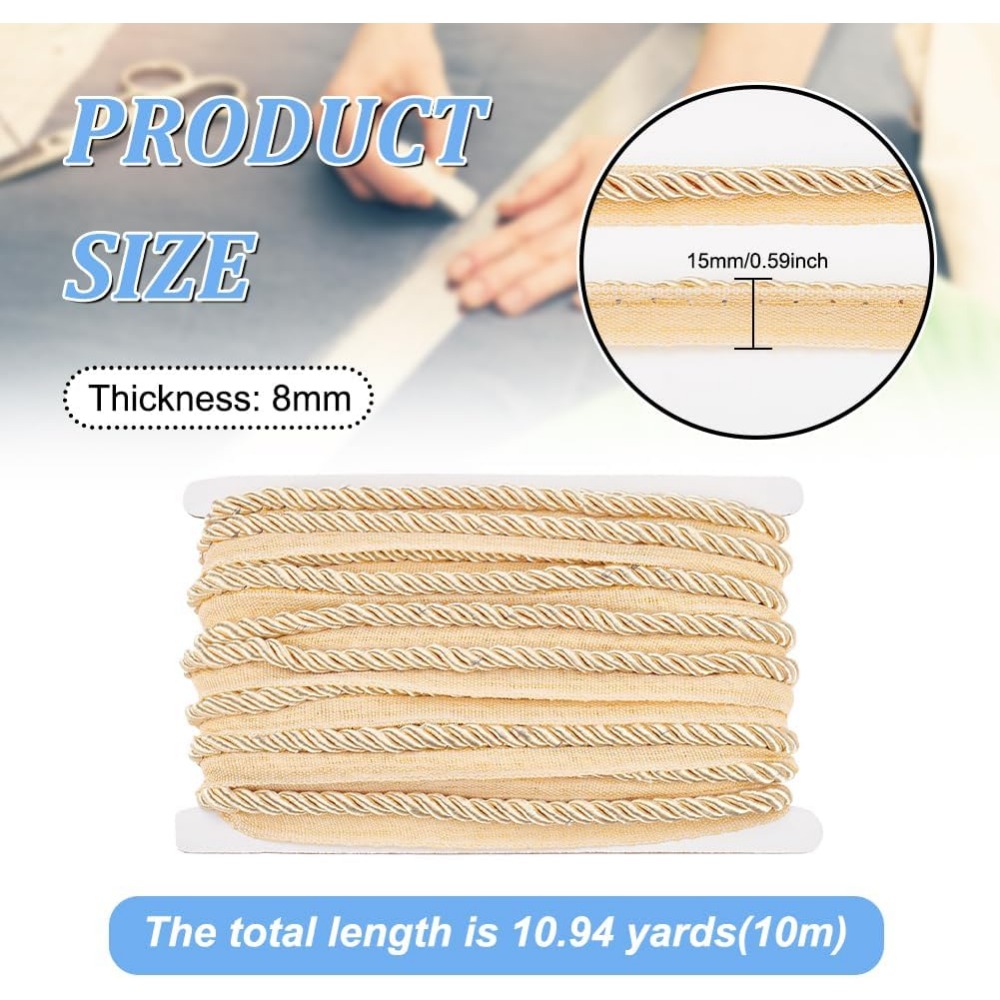 11หลาบิดลิปคอร์ดตัดแต่ง3/5นิ้ว - Cord Trim Twisted บทวิจารณ์และราคา
