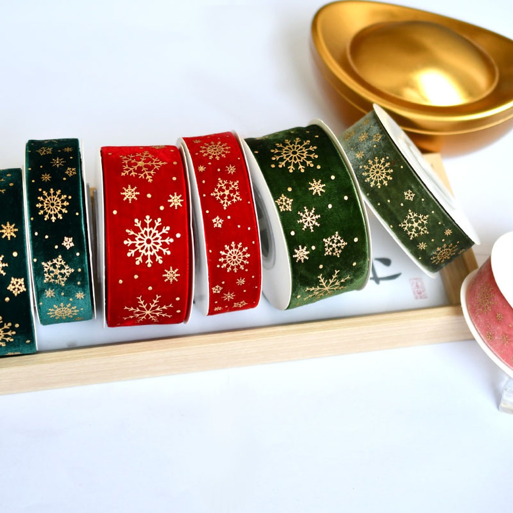 ริบบิ้นกำมะหยี่พิมพ์ลายกวางเรน - Velvet Ribbon Roll บทวิจารณ์และราคา
