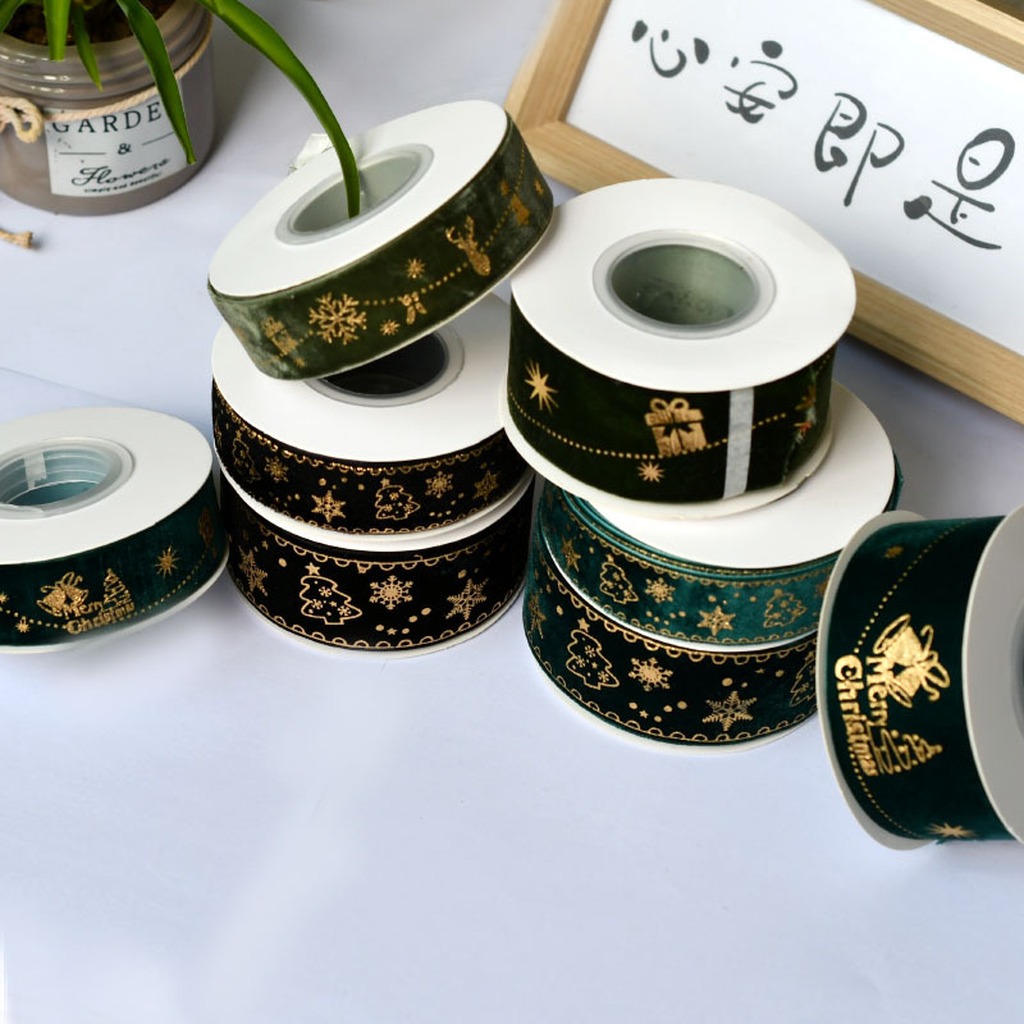 ริบบิ้นกำมะหยี่พิมพ์ลายกวางเรน - Velvet Ribbon Roll บทวิจารณ์และราคา