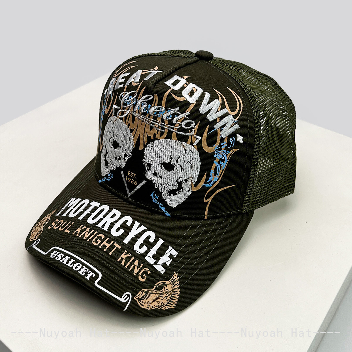 หมวกแก๊ปปักลายเปลวไฟรูปหัวกะโห - Embroidery Craft บทวิจารณ์และราคา