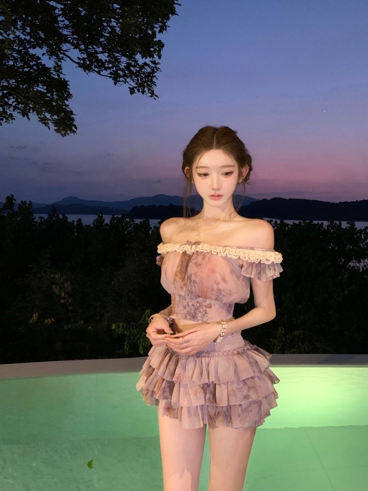 ชุดเซ็ต 2 ชิ้นลายดอกไม้สไตล์ฝร - Elastic Lace Trim บทวิจารณ์และราคา