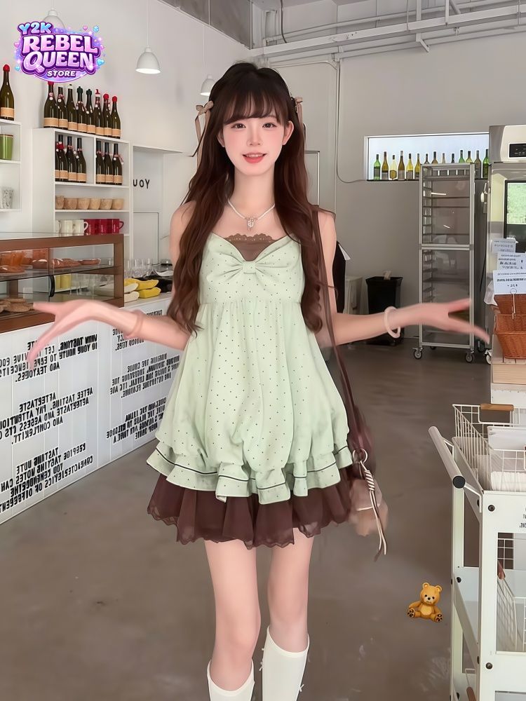ชุดเดรสสายเดี่ยวลายจุดสไตล์เกา - Elastic Lace Trim บทวิจารณ์และราคา