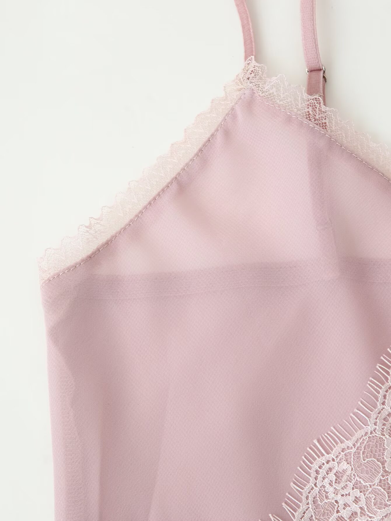 ชุดเสื้อสายเดี่ยวสีชมพูและกระโ - Elastic Lace Trim บทวิจารณ์และราคา
