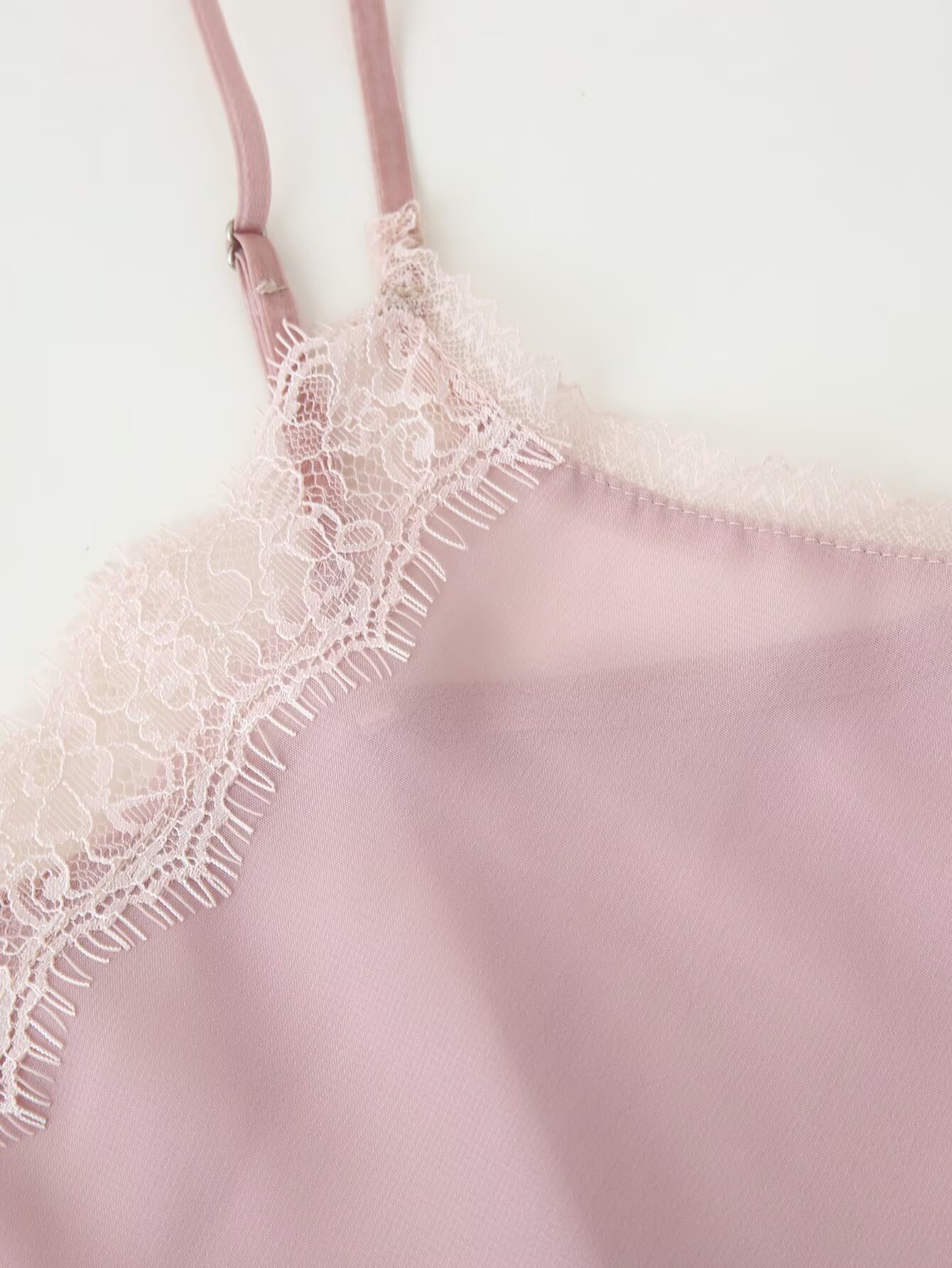 ชุดเสื้อสายเดี่ยวสีชมพูและกระโ - Elastic Lace Trim บทวิจารณ์และราคา